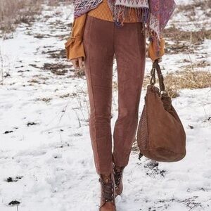 NWT Sundance Luxe Dreams Faux Suede Leggings Pants womens size 16 brown